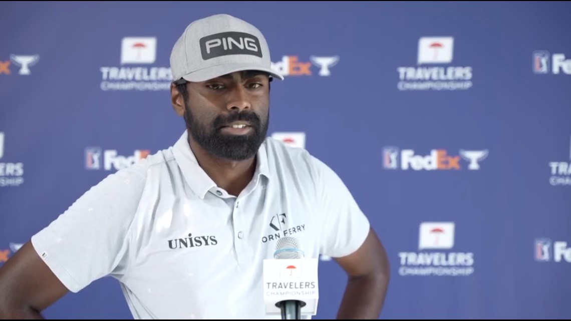 Sahith Theegala climbs back into Travelers contention | Full Interview