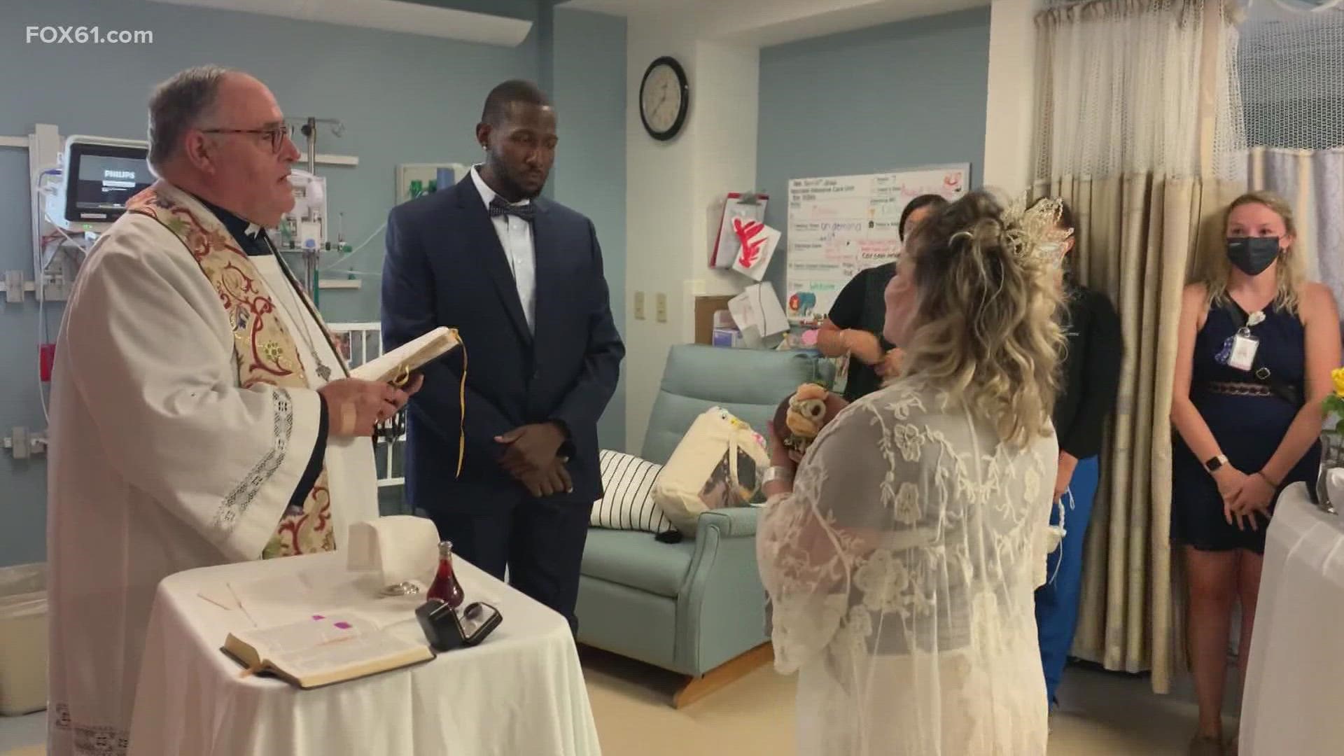 Their baby was born at 28 weeks, the couple got married at the hospital where their baby was born.
