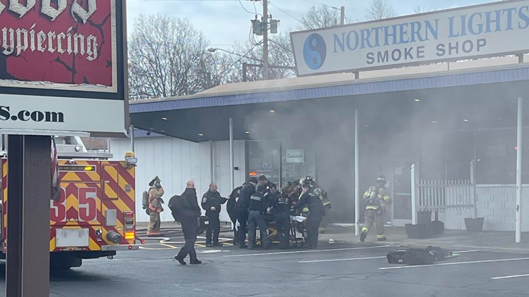 Car crashes into Groton business, starts fire