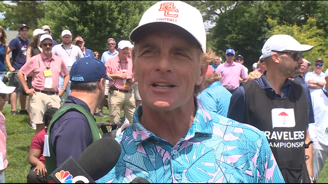 College football legend Doug Flutie speaks at Travelers Championship