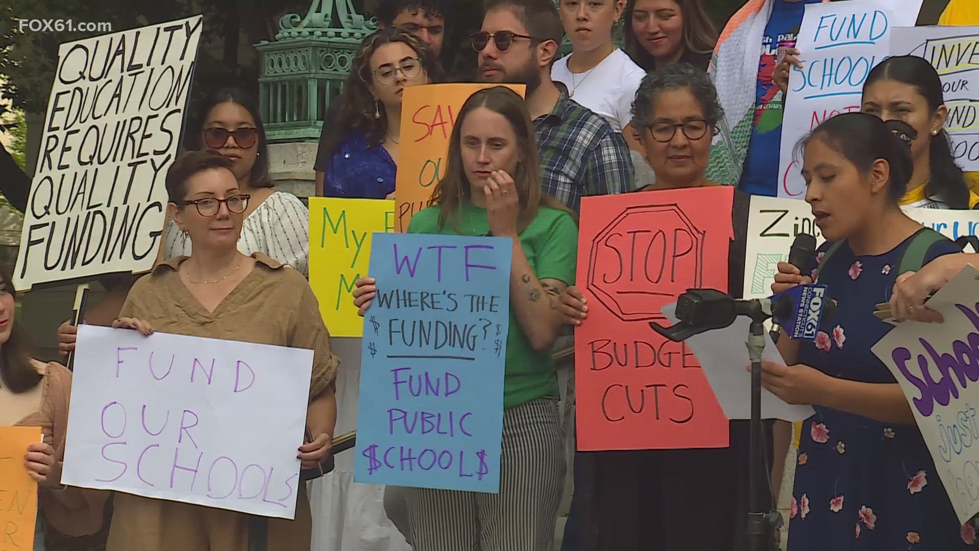 A rally in Hartford on Saturday brought attention to the underfunding of schools across the state. Many districts rely on pandemic funding that will soon run out.