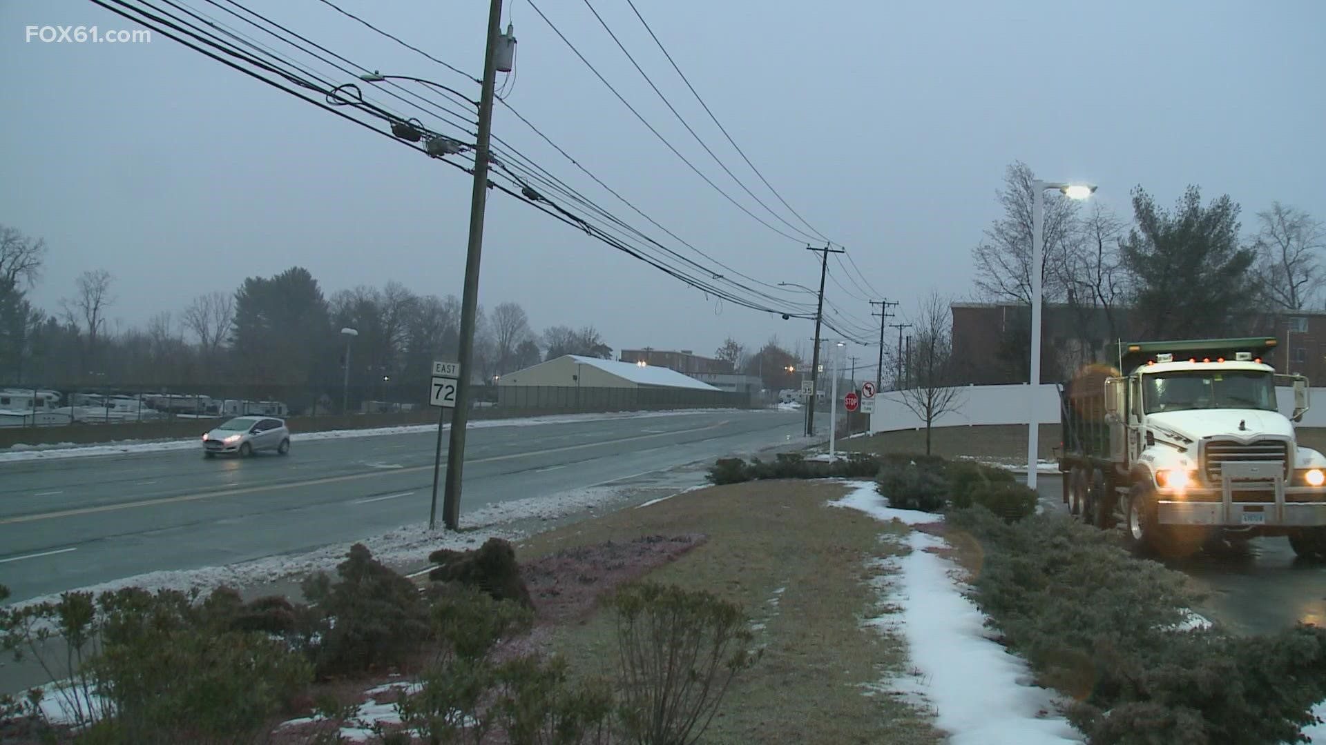 The rain switched over to snow during the morning commute