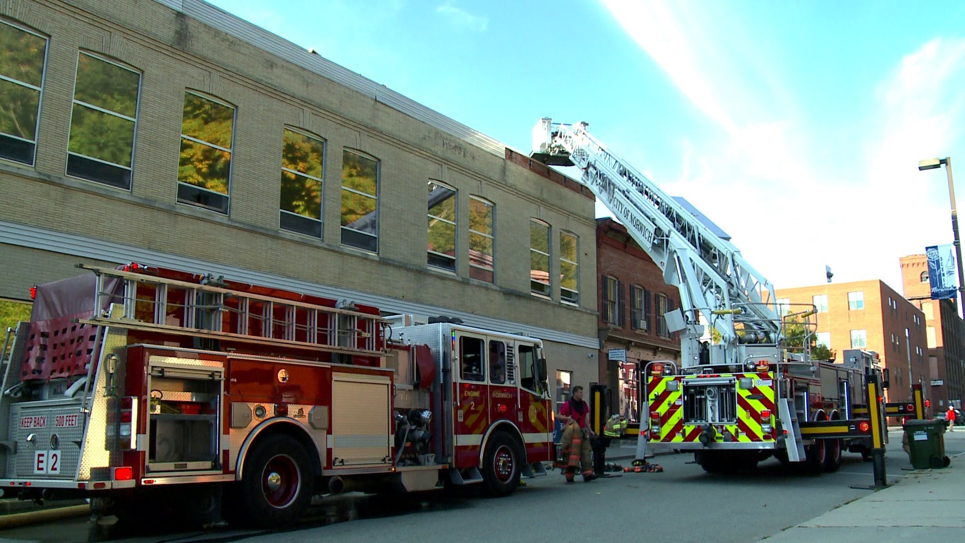 Fire damages building in Norwich