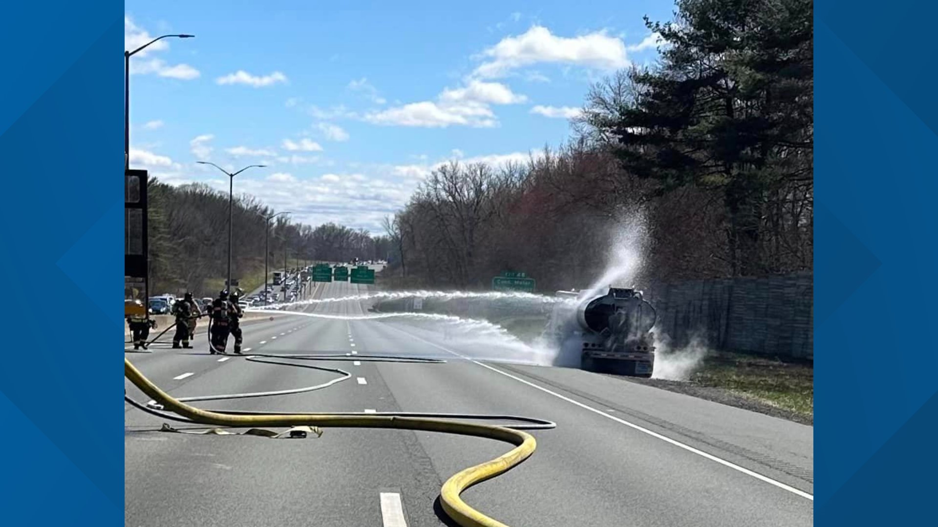 Tanker truck fire shuts down section of I-91 in Enfield | fox61.com