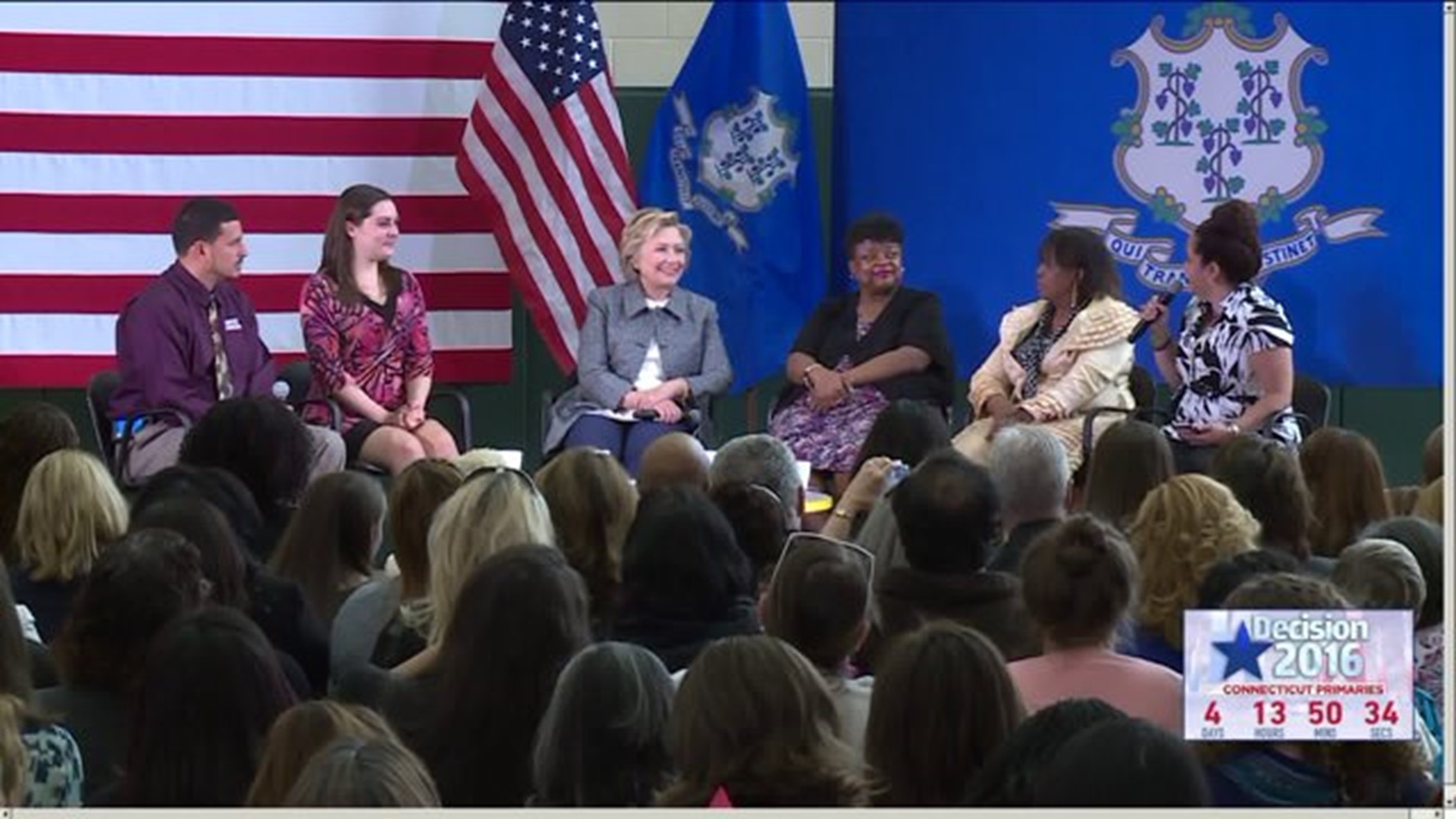 Hillary Clinton appears in Hartford with families who have lost those to gun violence