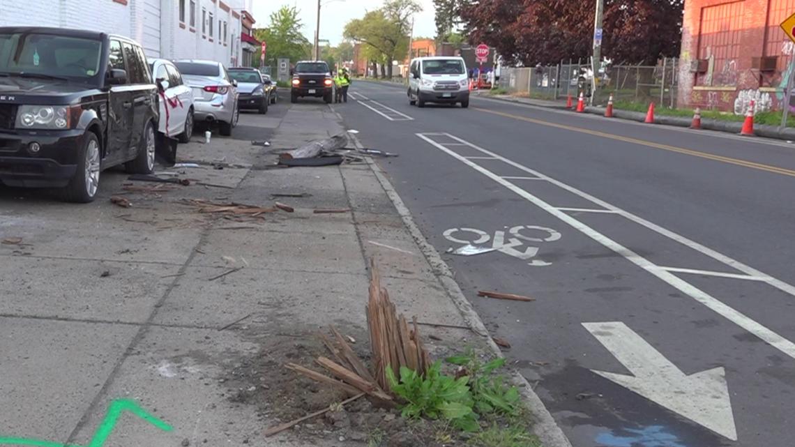 Pedestrian pinned under pickup truck in Hartford; light pole damaged ...