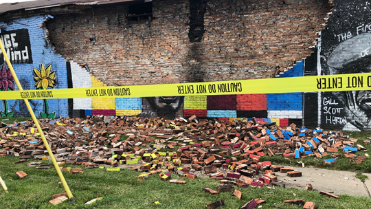 George Floyd Mural Collapse Lightning Toledo Ohio