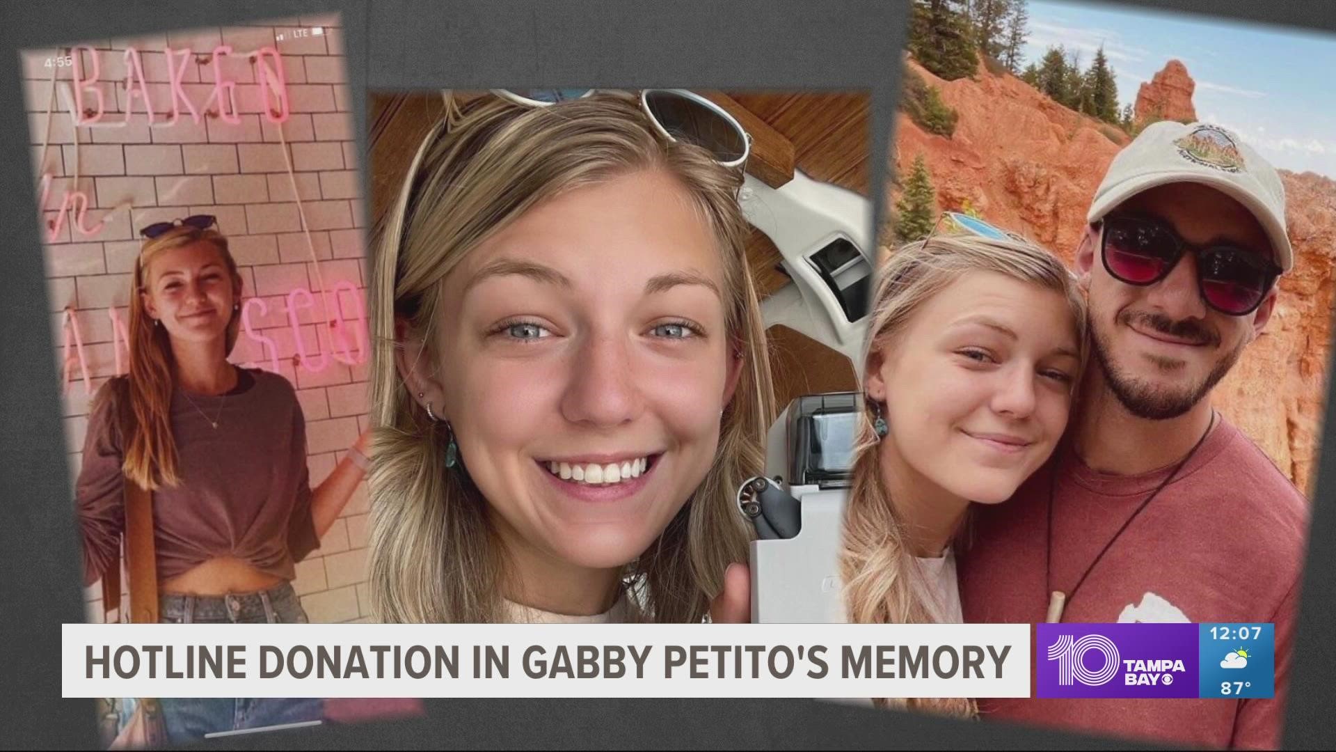 Gabby Petito's mother is using her family's tragedy to help others. She donated $100,000 from the Gabby Petito foundation to the National Domestic Violence Hotline.