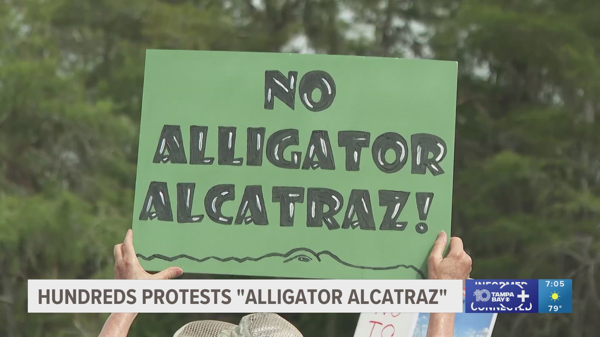 A coalition of groups converged outside an airstrip in the Florida Everglades Saturday to protest the imminent construction of an immigrant detention center.
