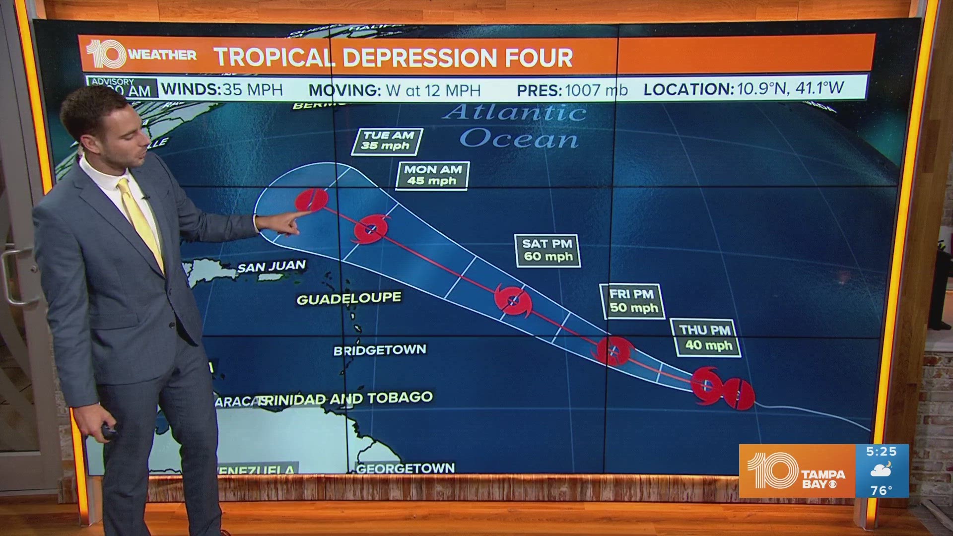 Tropical Storm Bret is expected to impact the Lesser Antilles later Thursday; Tropical Depression Four is expected to become Tropical Storm Cindy over the next day.