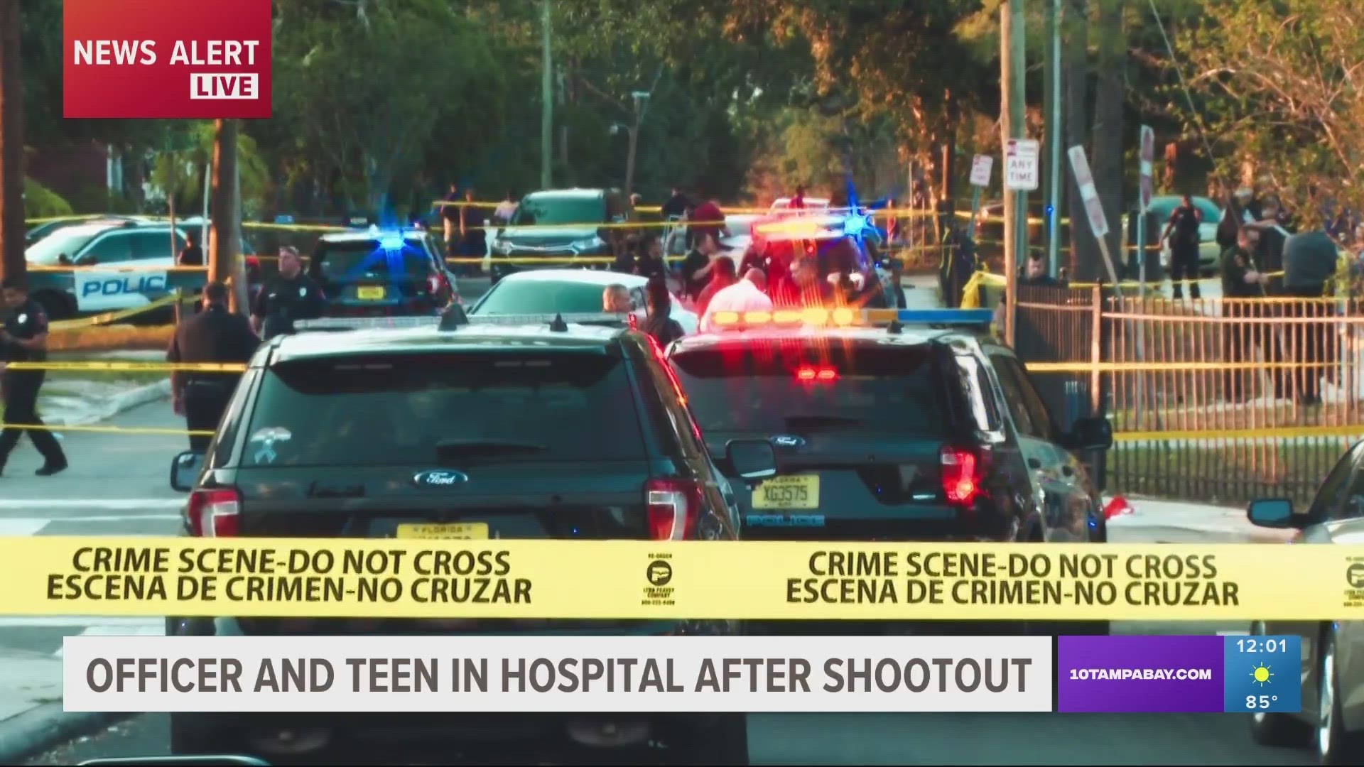 A police officer and a 13-year-old are hurt after a shooting Wednesday afternoon in Lakeland, authorities say.