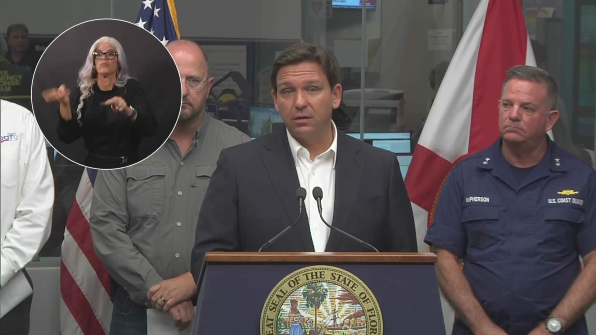 Florida Gov. Ron DeSantis said Tuesday that Hurricane Ian is projected to move up the Atlantic coast after it exits Florida.