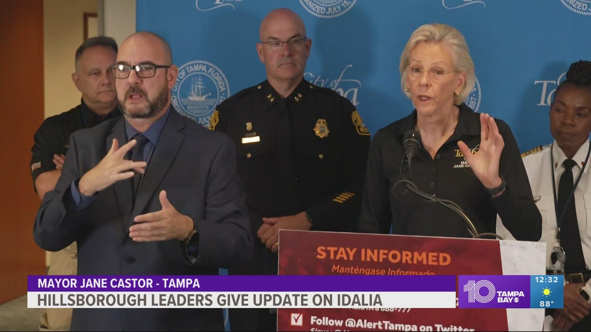 Tampa Mayor Jane Castor urges residents to stay prepared. Additionally, Castor urges residents to keep their guard up and be aware that storm surge is a threat.