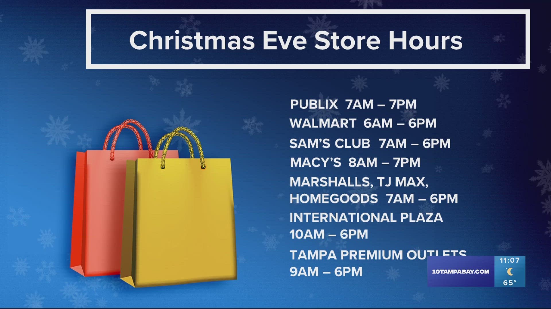 These major stores will be open on Christmas Eve with adjusted hours. Here are the hours.