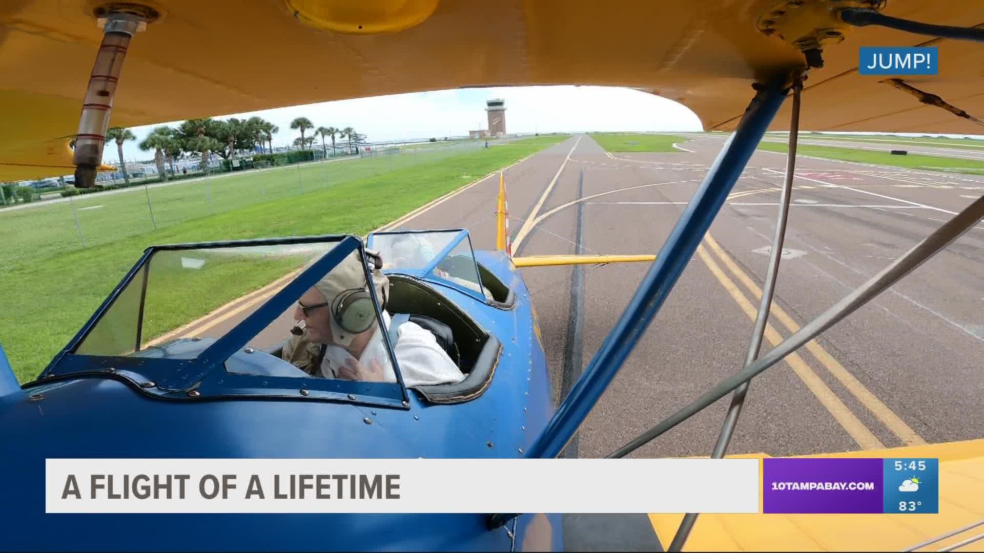 A Clearwater woman got the chance to check off something that's been on her bucket list: taking a ride in a World War II biplane.