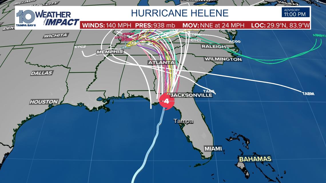 Track Hurricane Helene Spaghetti Forecast Cone