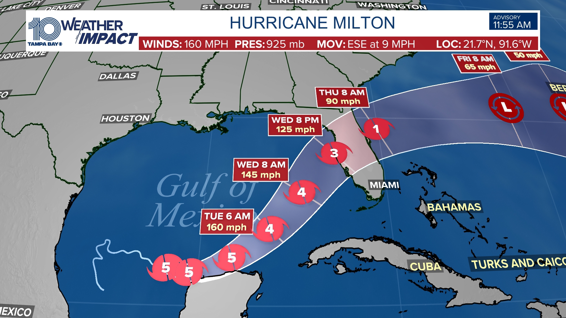 Within hours, Hurricane Milton "rapidly intensified" from a Category 2 storm to a powerful, major Category 5 hurricane.