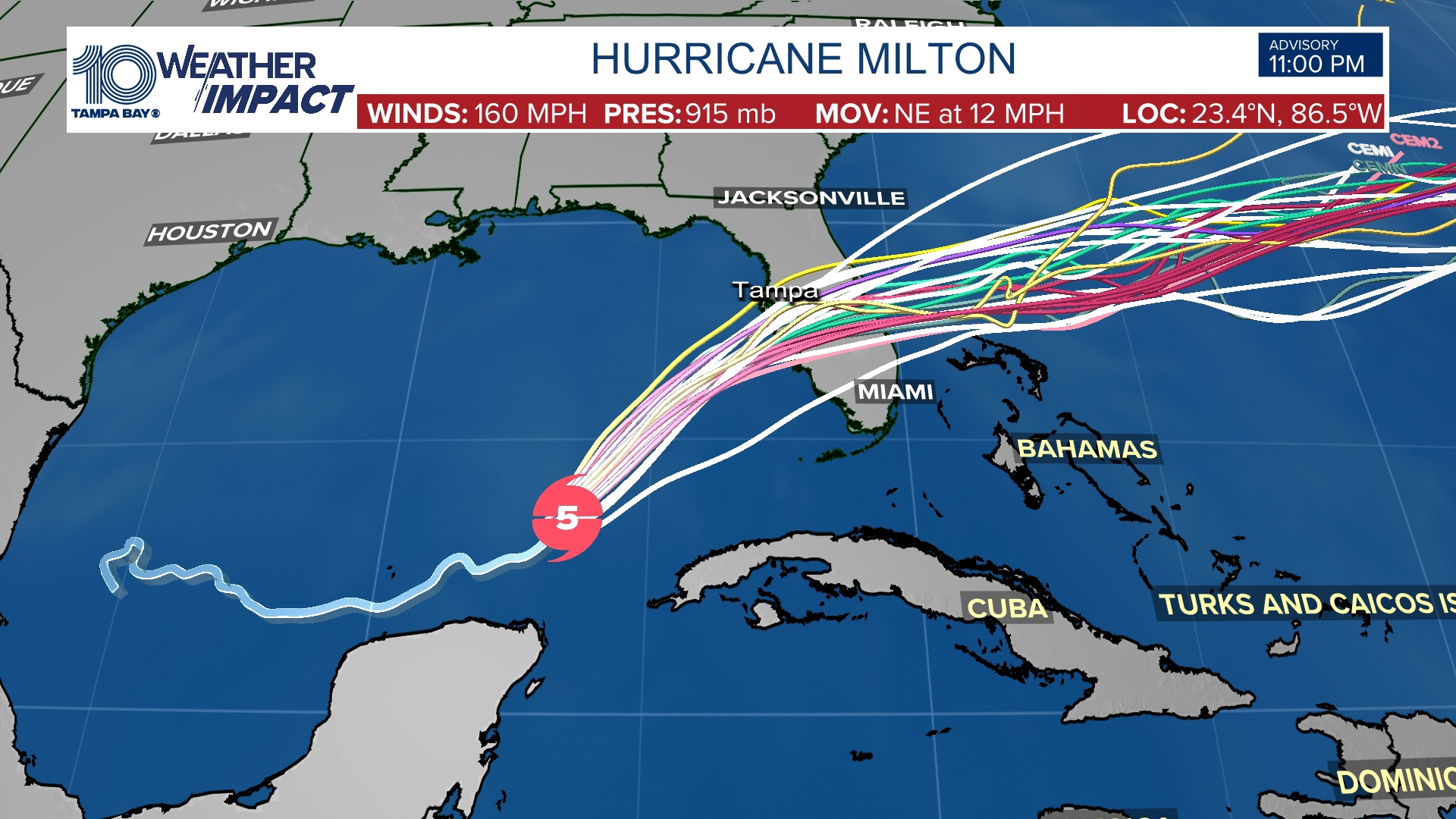 LIVE HURRICANE MILTON TRACKER: Watch Hurricane Milton as it moves toward Florida with spaghetti models, forecast cones and more.