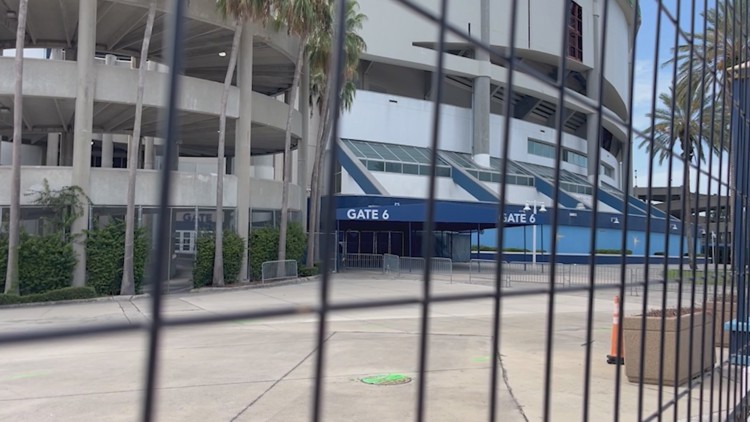 Tropicana Field is now fenced off ahead of repairs