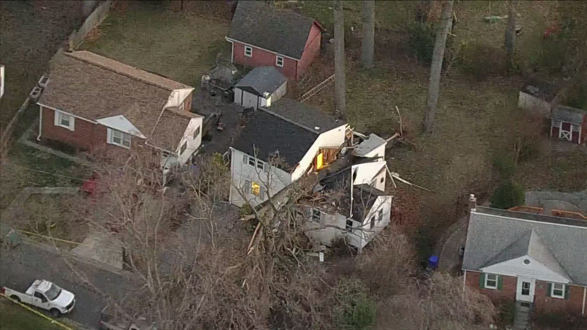 Firefighters say the fallen tree knocked out power to the Wheaton Hills neighborhood.