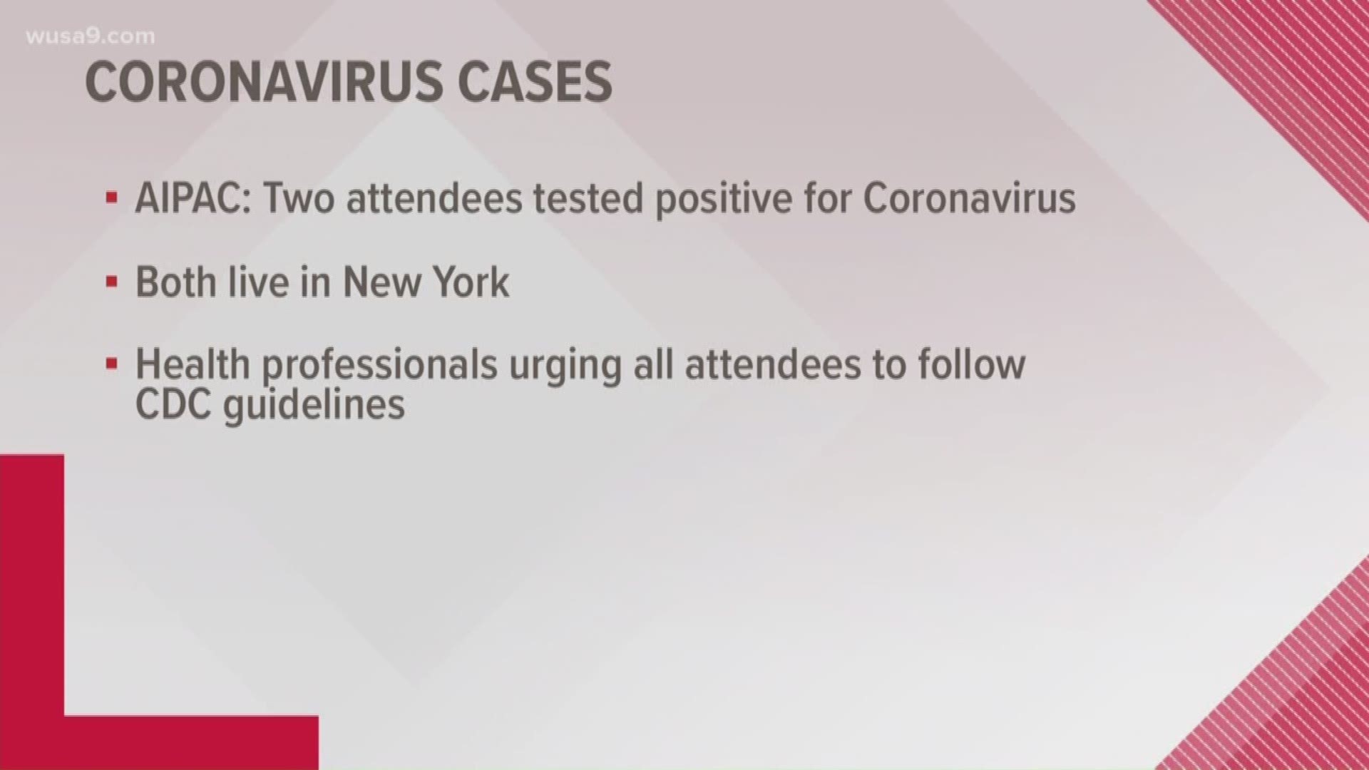 AIPAC previously informed conference attendees that a group from New York had "potential contact prior to the conference with individual who contracted coronavirus."