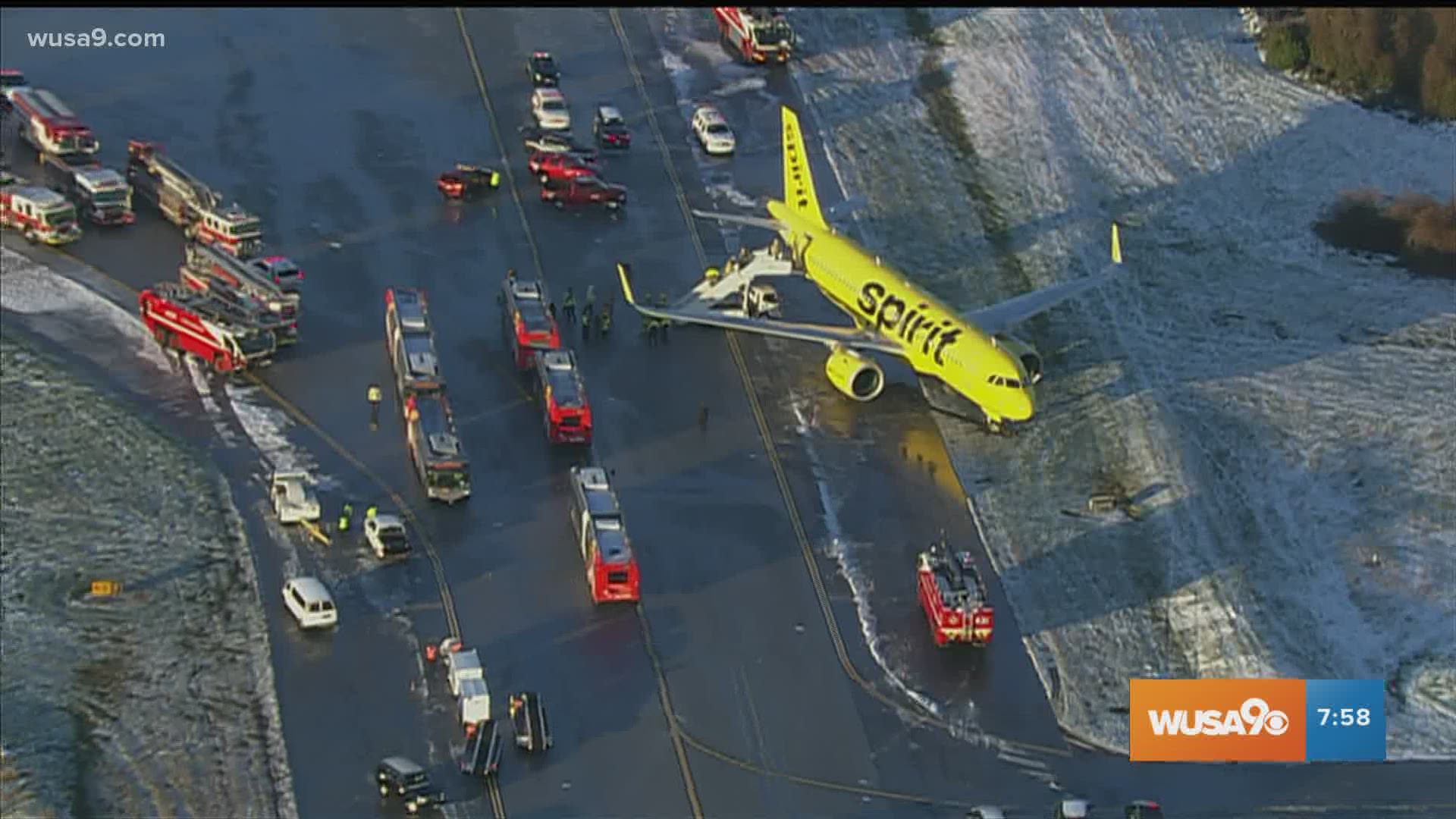 According to the airline, a plane arriving to BWI from Las Vegas had landed and was at taxiing speed when it skidded off the taxiway.