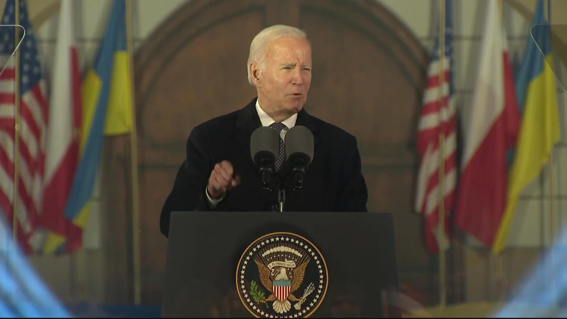 Biden's speech comes just after Russian President Vladimir Putin announced Moscow would suspend its participation in a nuclear arms control pact with the US.
