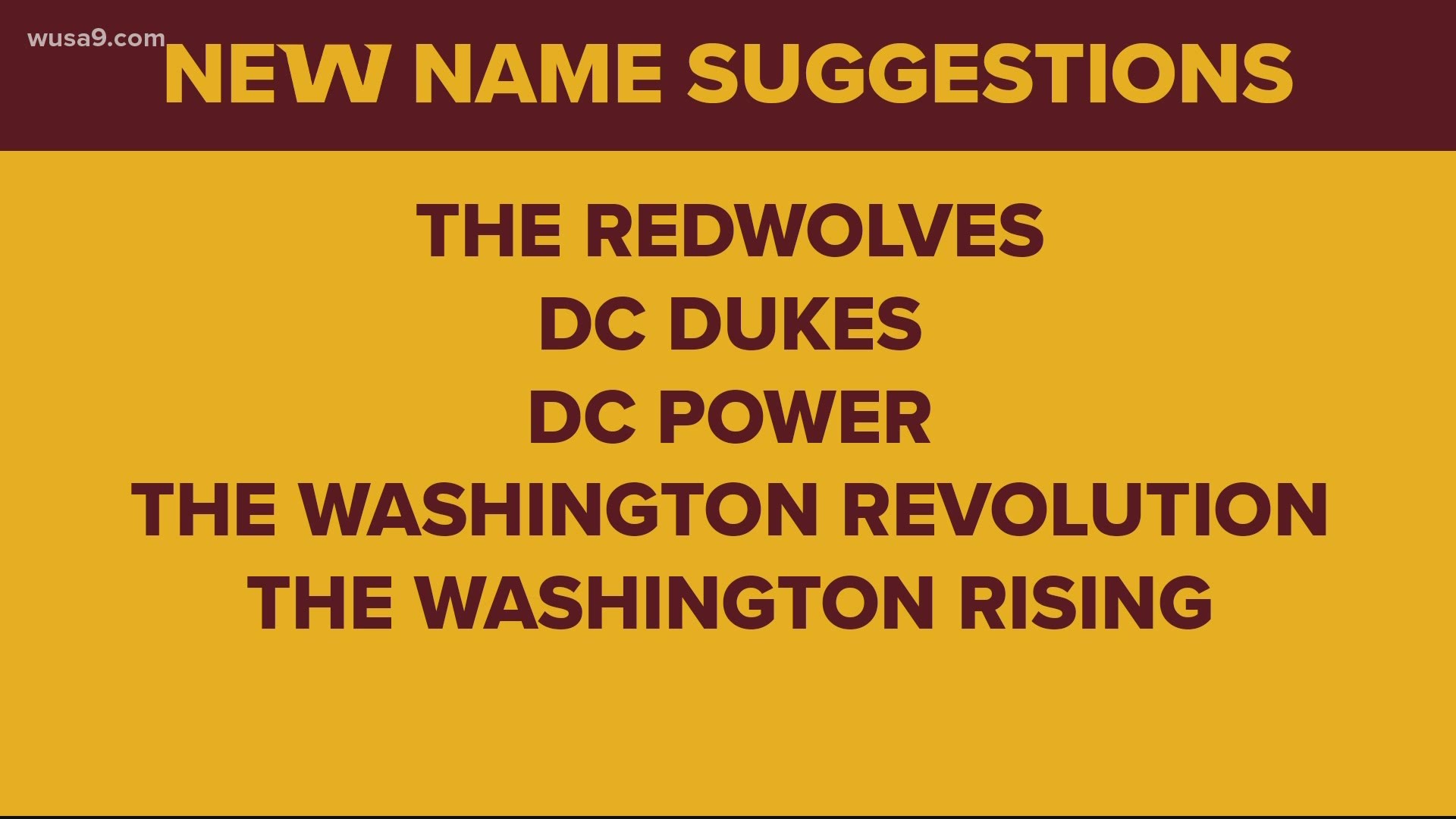 What do you think the Washington Football Team should be renamed?