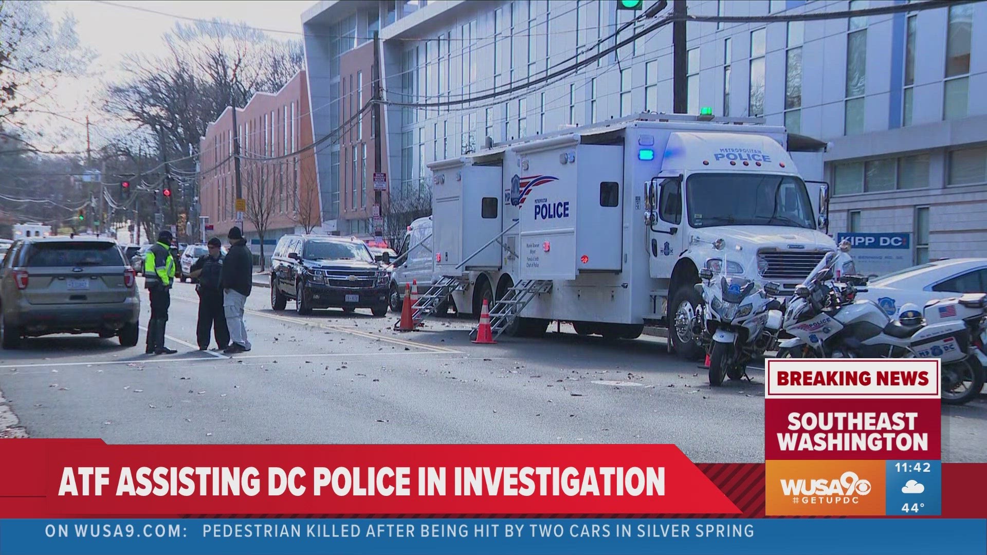 DC Police are on the scene of a shooting that left three officers shot and injured another, sparking a barricade situation in Southeast Wednesday morning.