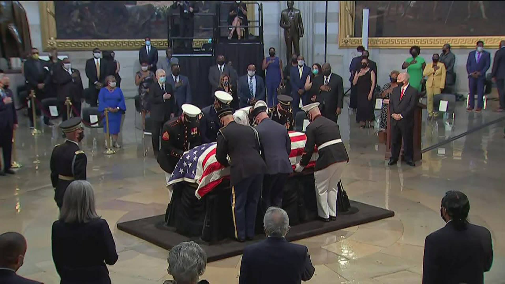 Congressional leaders pay their respects to the late civil rights icon Congressman John Lewis in Washington, D.C.