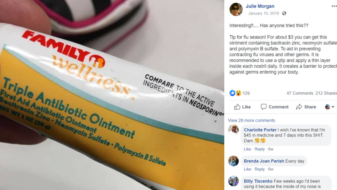 Antibiotic cream in the nose not effective against coronavirus