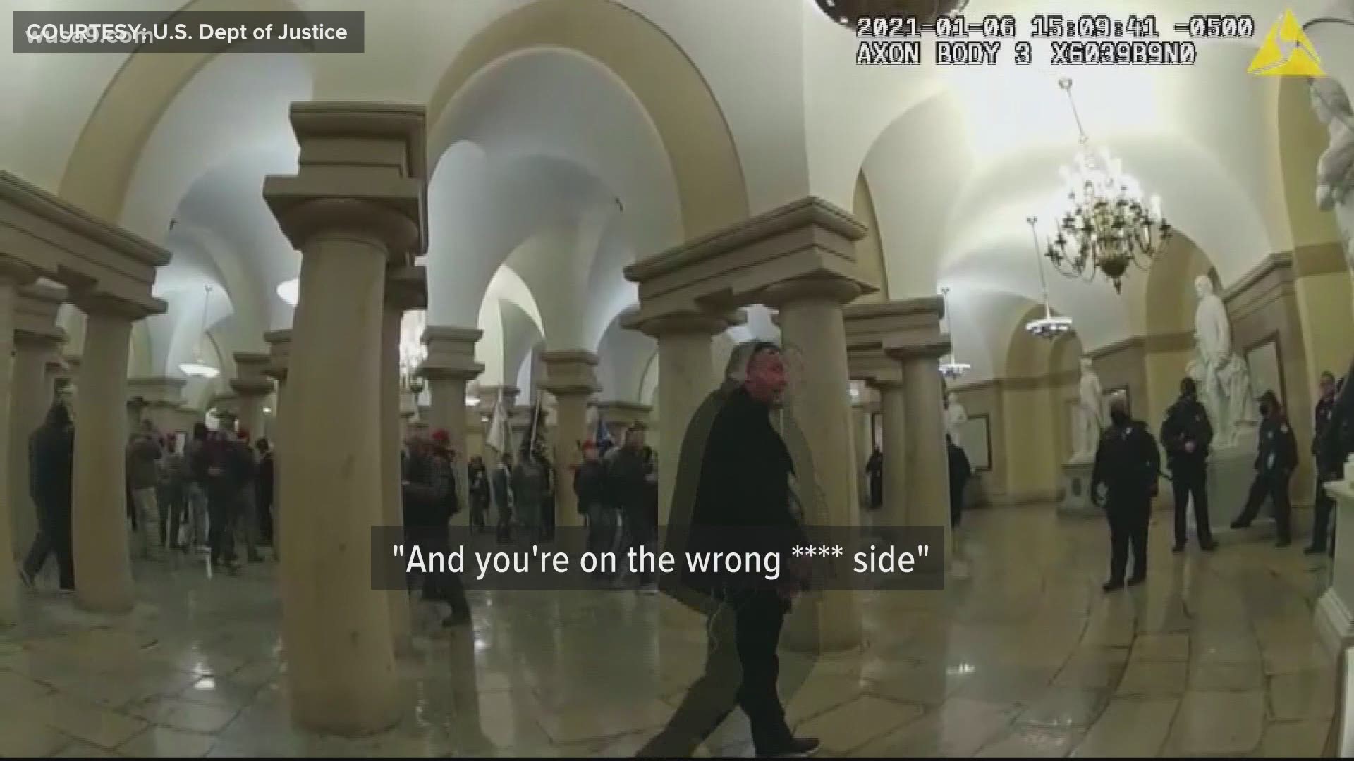 Four new clips released to WUSA9 and other media organizations show Daniel Egtvedt berating and physically engaging with police inside the Capitol on January 6.