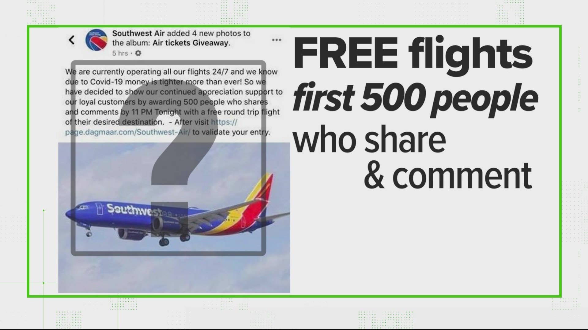 This viral post claims Southwest Airlines is giving away free tickets but it's a scam.