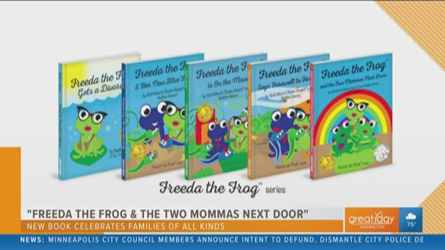 Nadine Haruni and her new book "Freeda the Frog & The Two Mommas Next Door" to highlight that families come in all different ways.