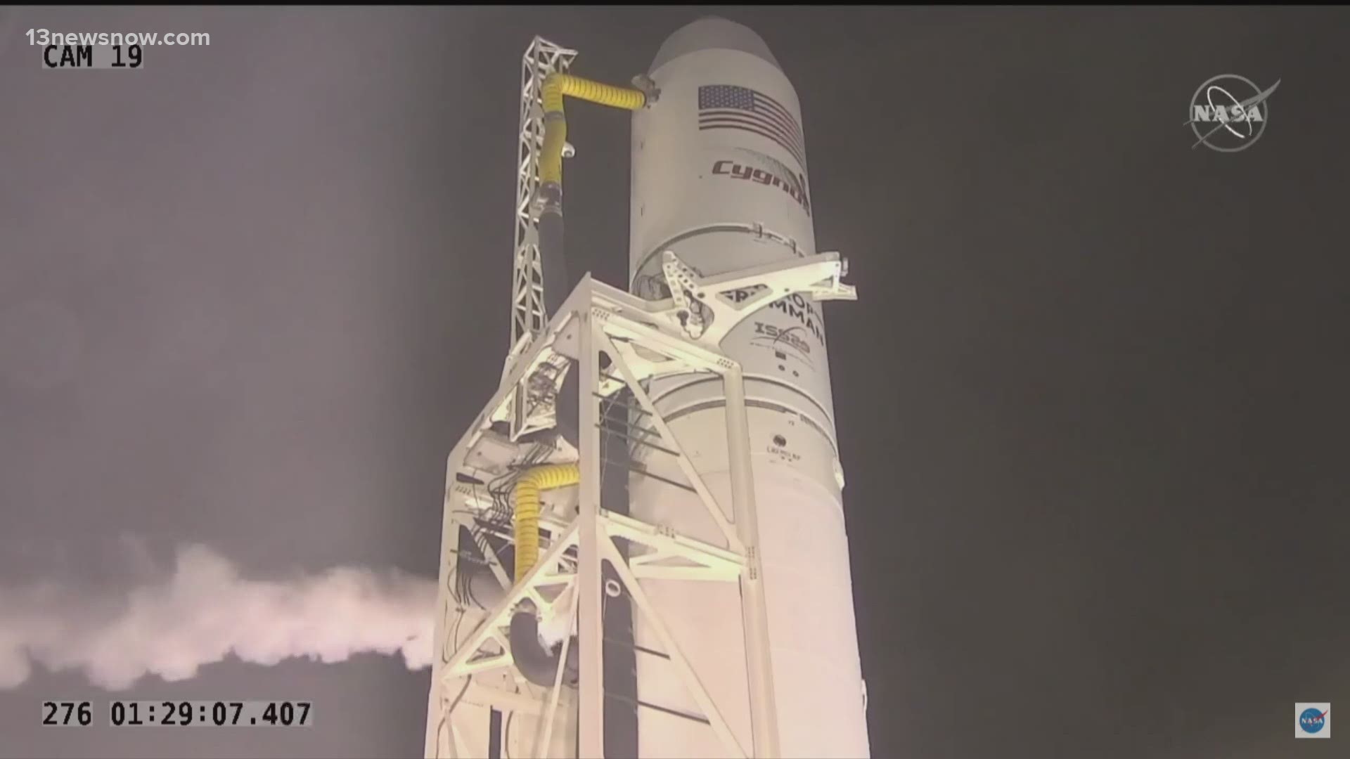 Thursday night's scheduled launch of an Antares rocket was aborted at about t-minus 2:40 before liftoff.