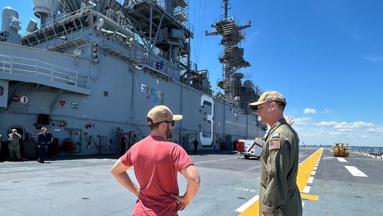 NASCAR driver, teammates visit Naval Station Norfolk ahead of Coca-Cola 600
