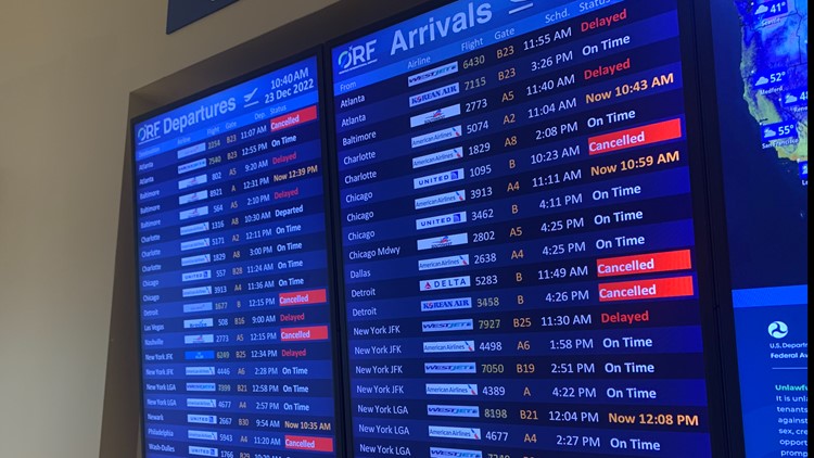 Holiday travel hits turbulence due to gusty winds at Norfolk International Airport