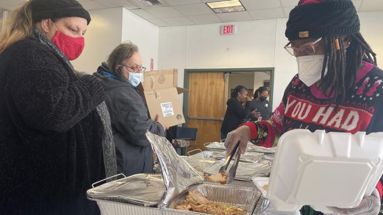 Volunteers spent Christmas morning serving hot meals to families who needed one