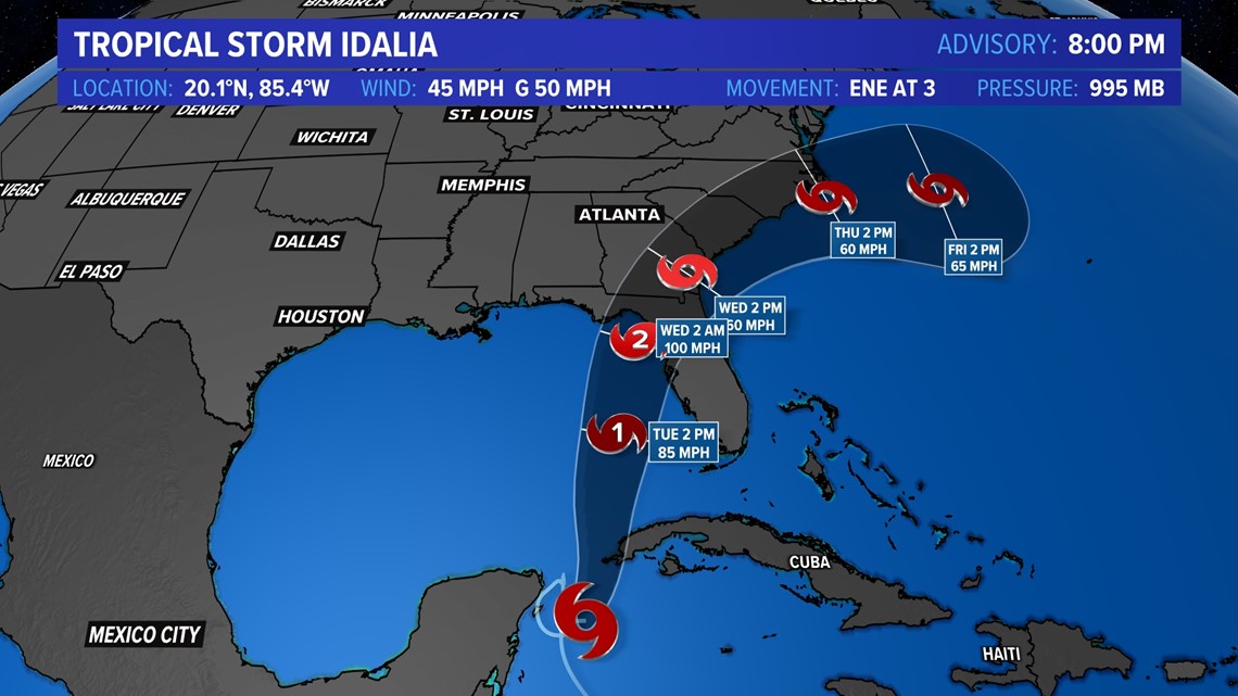 Tropical Storm Eta track update: A big path shift east; tropical storm  warnings issued for Florida's west coast 