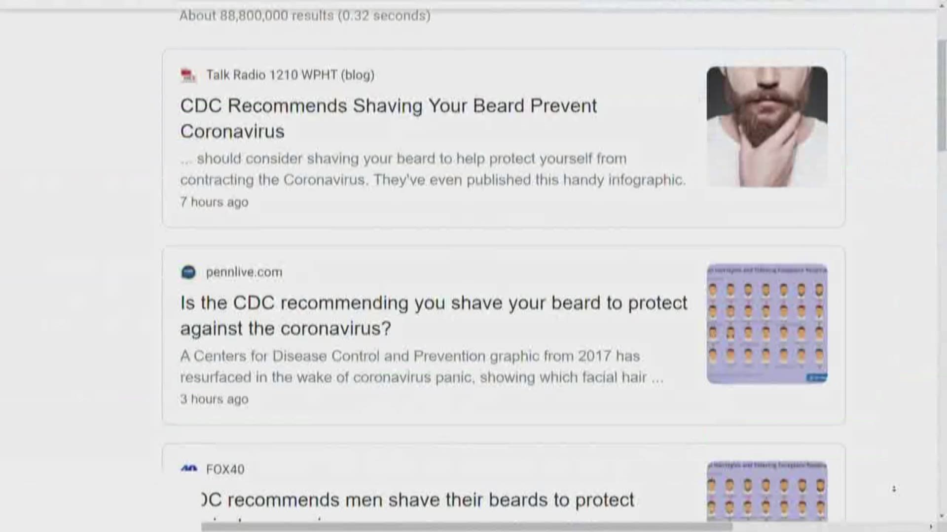 The infographic regarding facial hair and masks was posted in 2017 and is unrelated to the current virus outbreak.