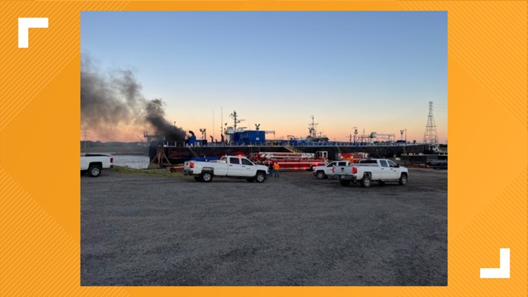 Commercial barge catches fire in Chesapeake, no one hurt