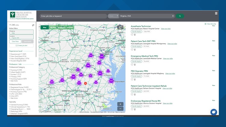Virginia healthcare leaders launch online tool to address staffing shortage