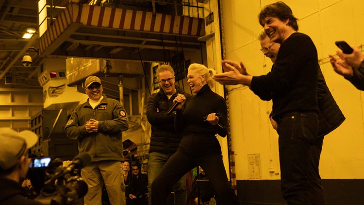Tom Cruise, Hannah Waddingham visit sailors onboard Norfolk-based USS George H.W. Bush