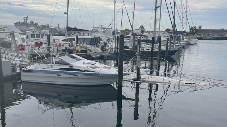 Fire breaks out at Little Creek Marina in Norfolk, several boats sink