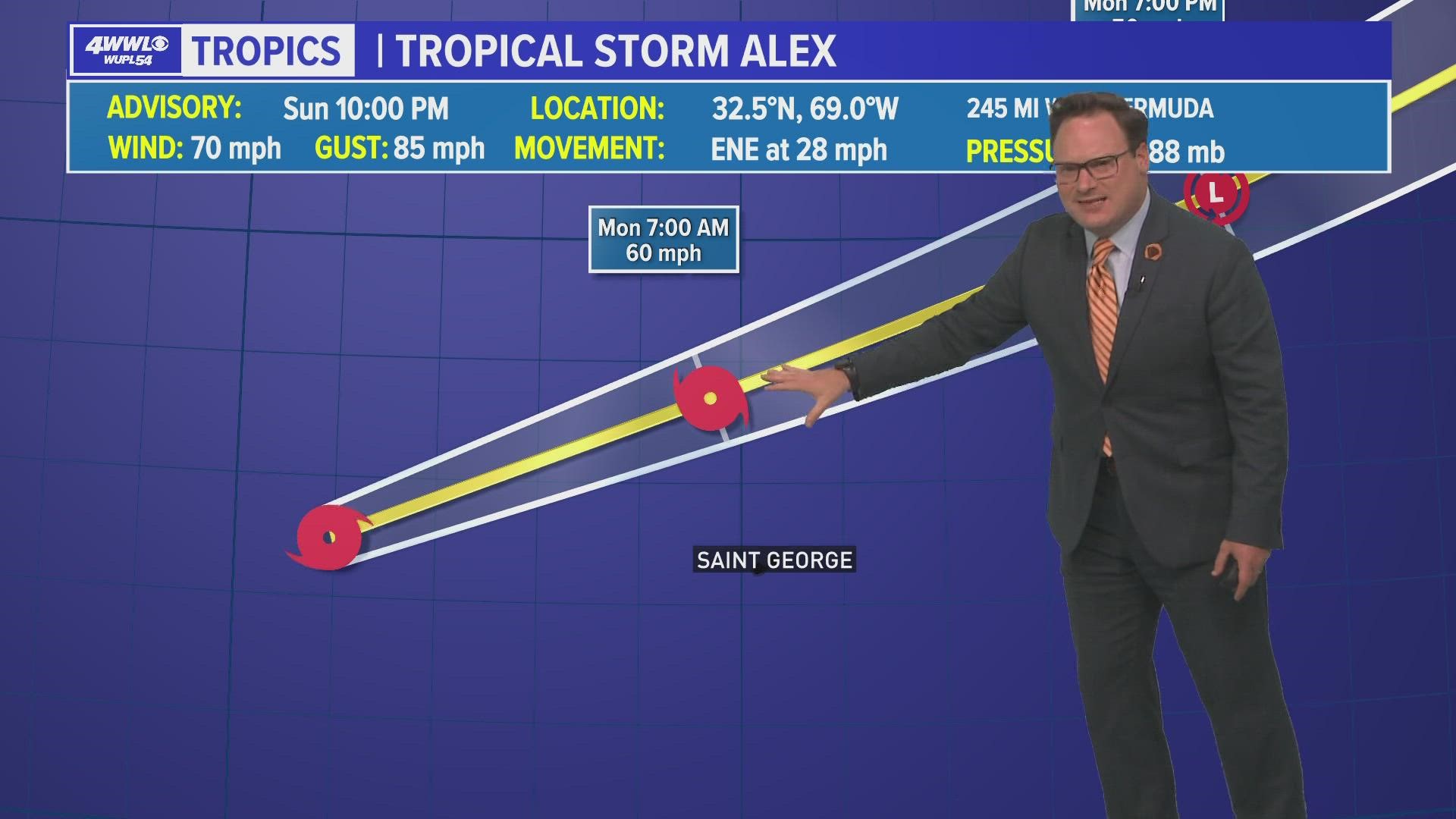 At 1 am this morning, while well east of FL, PTC 1 was finally upgraded to Tropical Storm Alex.