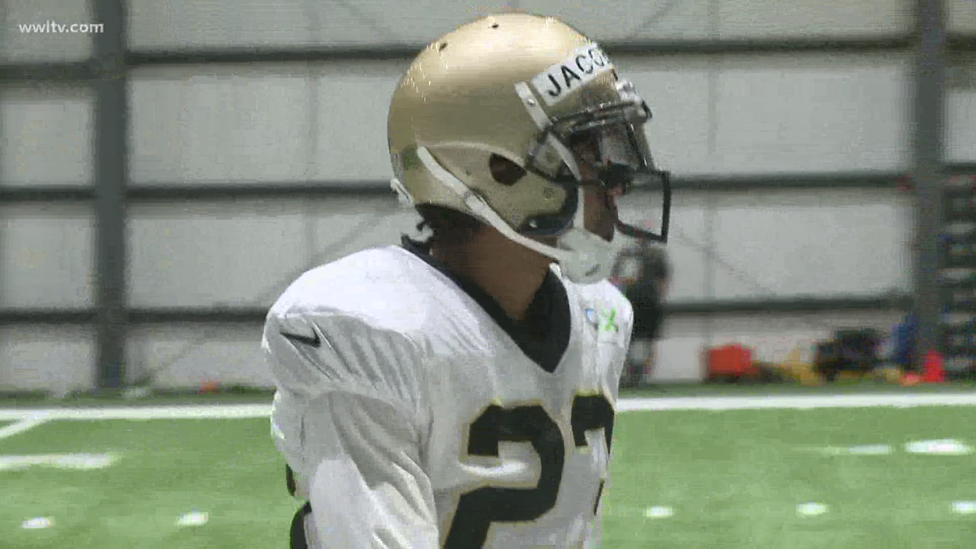 Saints players are protesting Jacob Blake's death by wearing his name on their helmets at practice.