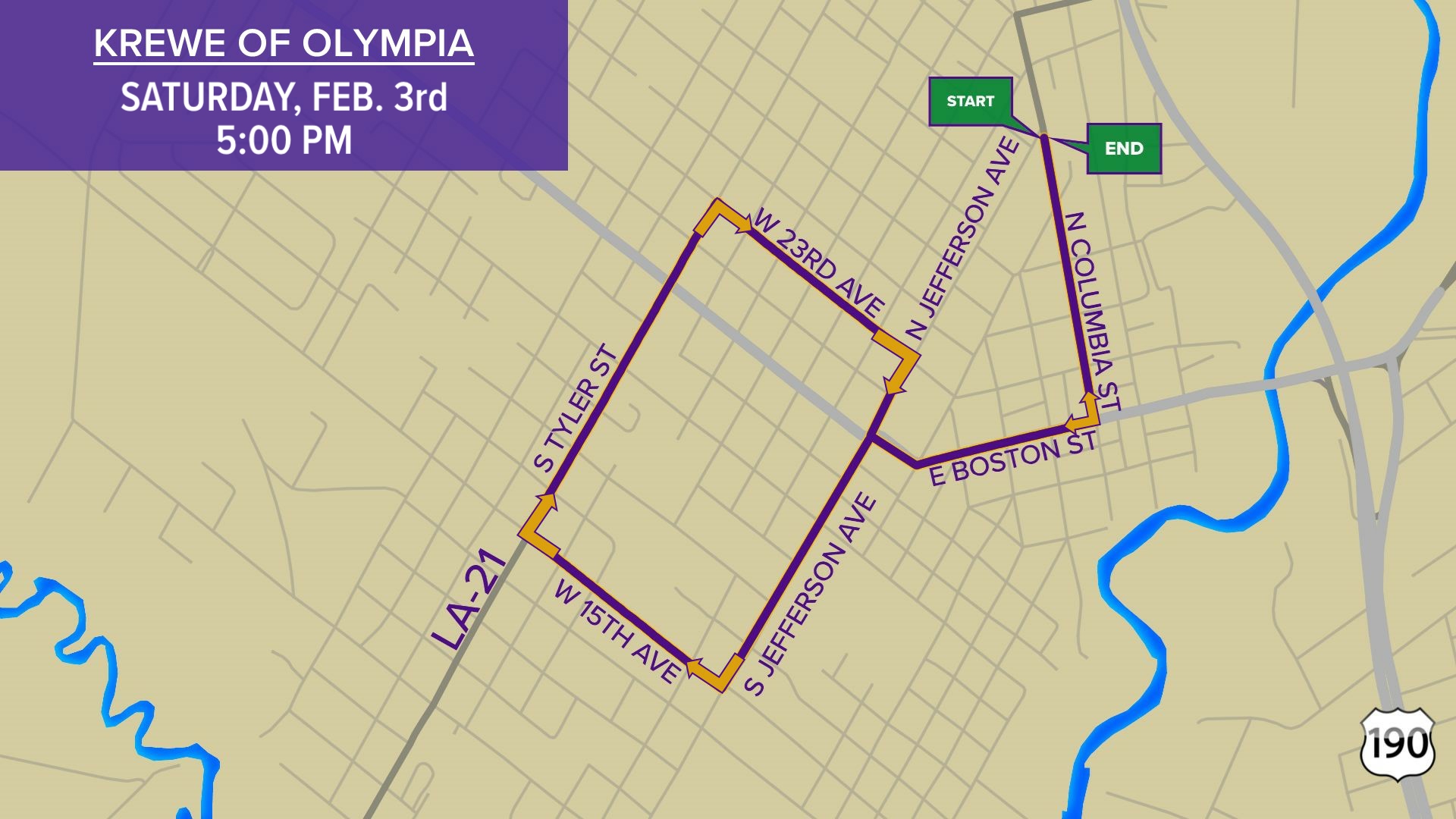 Krewe of Olympia 2024 parade route