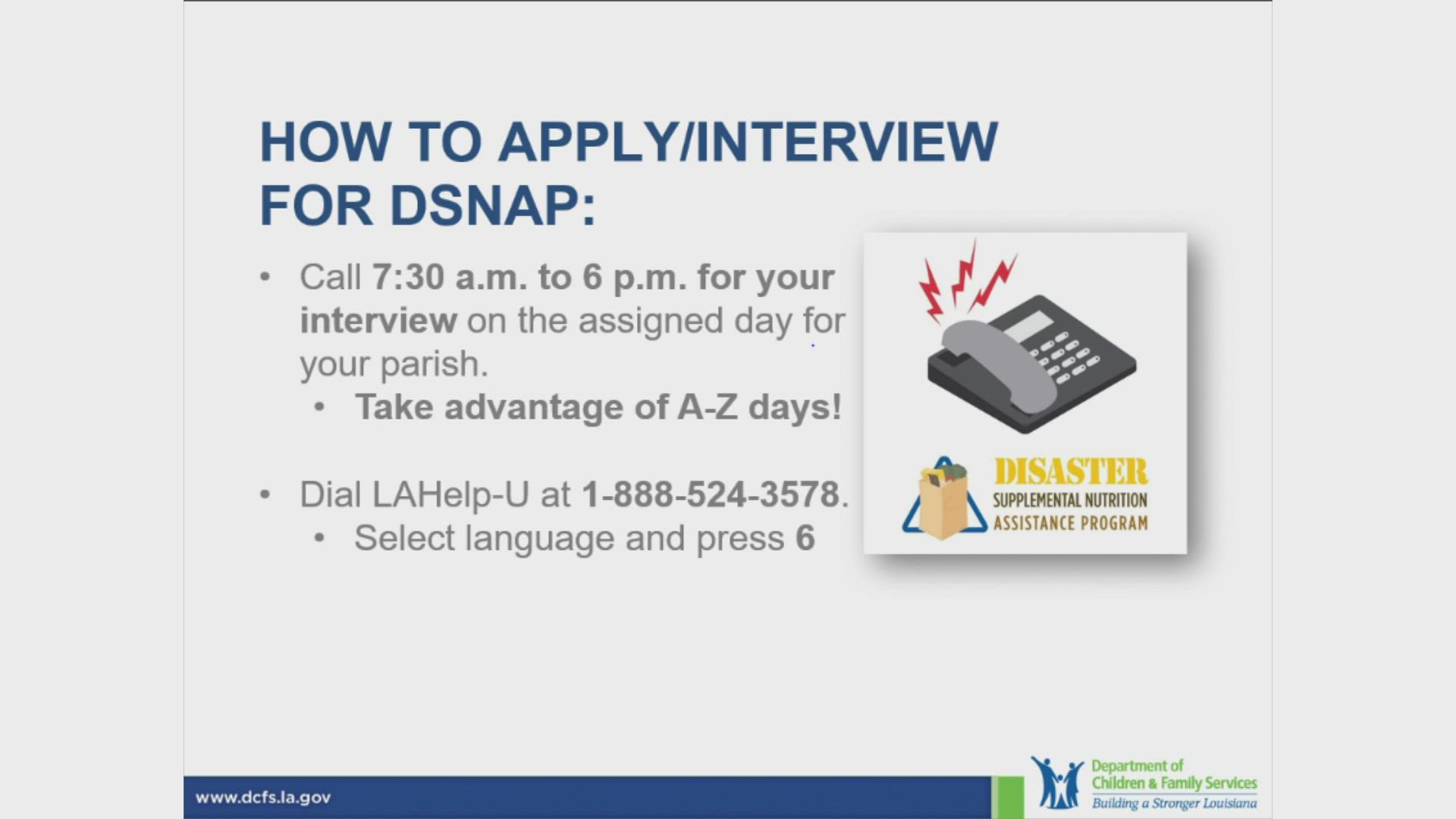 Preregistering for DSNAP online and signing up for the LA Wallet will speed up the application process. Residents of 25 Louisiana parishes are eligible the help.