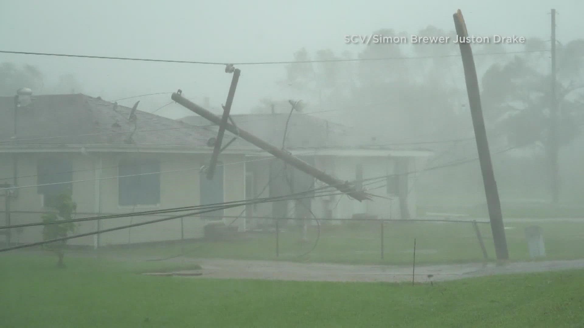 Video shows Hurricane Ida ripping through Lafourche Parish in Louisiana.