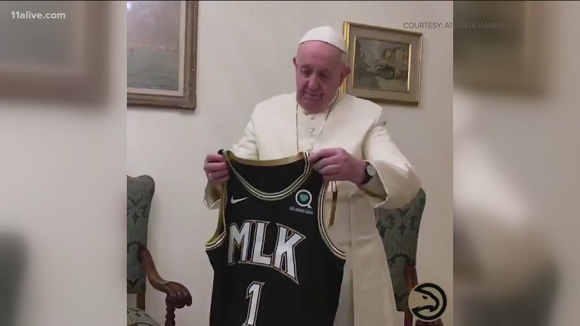 The Hawks are set to debut their new Martin Luther King Day holiday jerseys and sent Pope Francis a jersey after he met with five NBA players in November